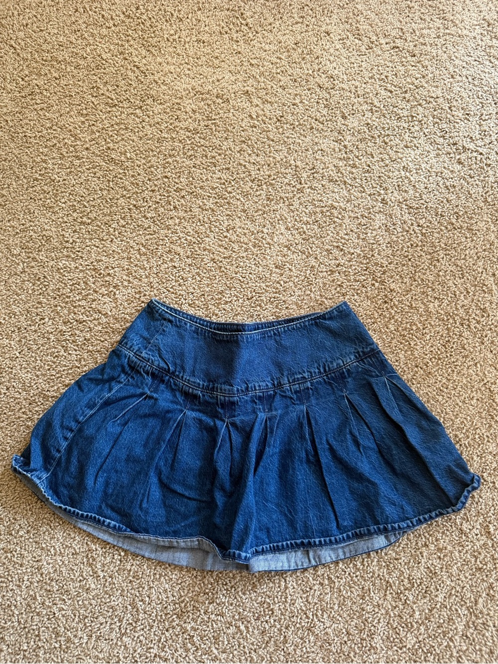 American Eagle Denim Mini Skirt - Blue Pleated Flare